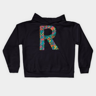 Floral Initial Monogram Kids Hoodie